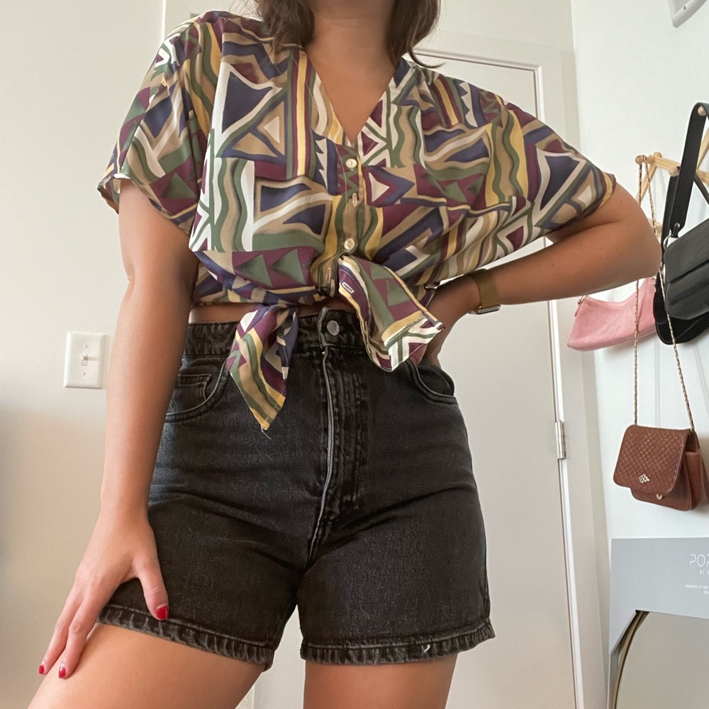 Vintage Multicolor Geometric Button Down Shirt